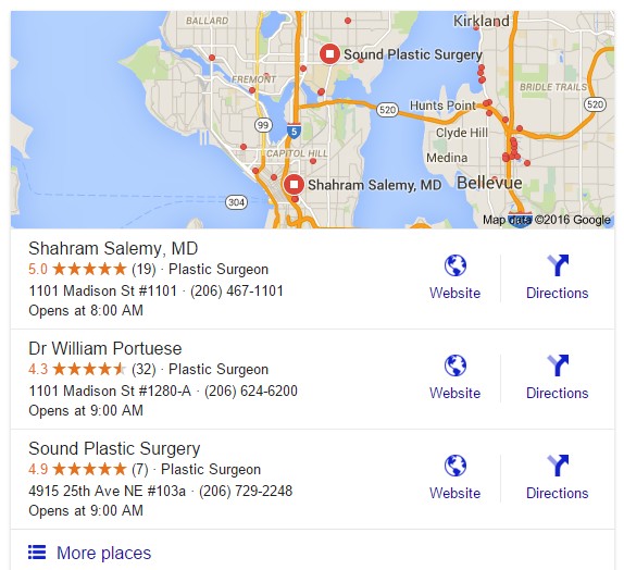 seo plastic surgeon google local search